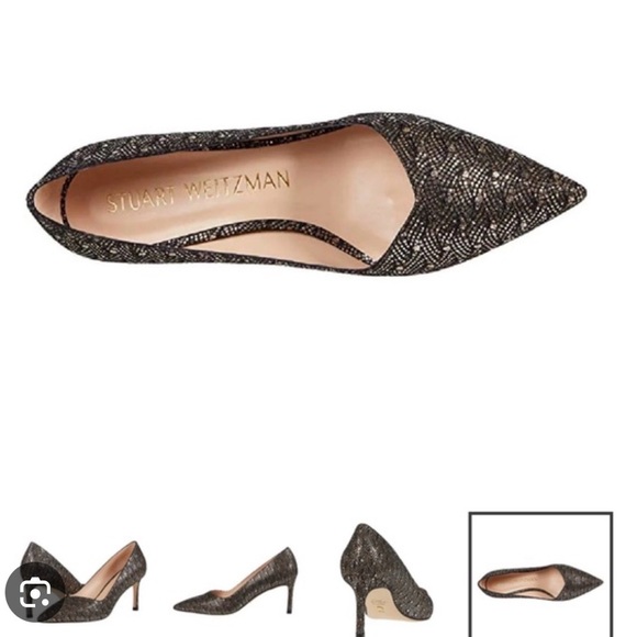 Stuart Weitzman Anny 70 gold metallic pointy toe pump  38.5 - Picture 2 of 13